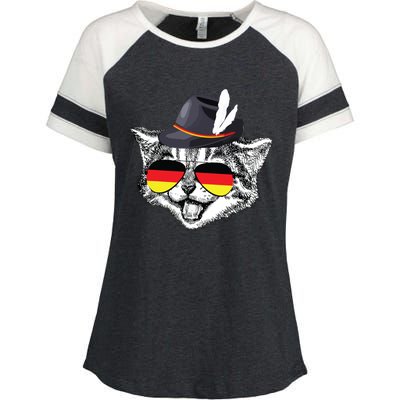 Cute Cat German Flag Oktoberfest Pride Germany Festival Enza Ladies Jersey Colorblock Tee