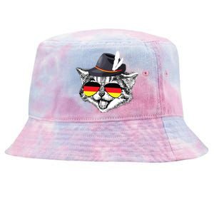 Cute Cat German Flag Oktoberfest Pride Germany Festival Tie-Dyed Bucket Hat