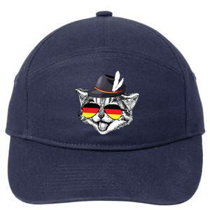 Cute Cat German Flag Oktoberfest Pride Germany Festival 7-Panel Snapback Hat