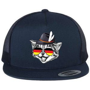 Cute Cat German Flag Oktoberfest Pride Germany Festival Flat Bill Trucker Hat