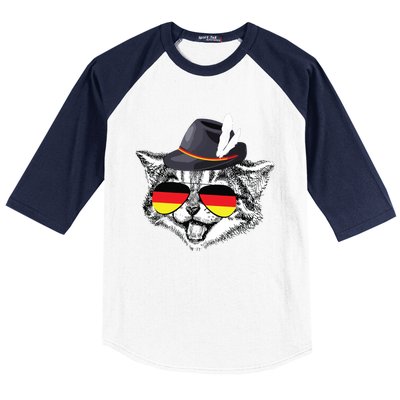 Cute Cat German Flag Oktoberfest Pride Germany Festival Baseball Sleeve Shirt