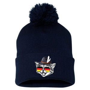 Cute Cat German Flag Oktoberfest Pride Germany Festival Pom Pom 12in Knit Beanie