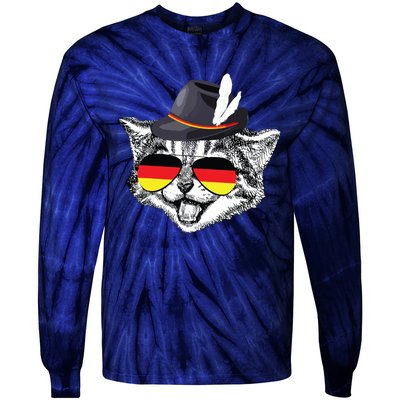 Cute Cat German Flag Oktoberfest Pride Germany Festival Tie-Dye Long Sleeve Shirt