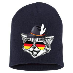 Cute Cat German Flag Oktoberfest Pride Germany Festival Short Acrylic Beanie