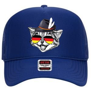 Cute Cat German Flag Oktoberfest Pride Germany Festival High Crown Mesh Back Trucker Hat