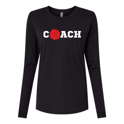 Cheer Coach Gift Cheerleading Cheerleader Red Pom Pom Squad Womens Cotton Relaxed Long Sleeve T-Shirt