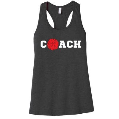 Cheer Coach Gift Cheerleading Cheerleader Red Pom Pom Squad Women's Racerback Tank