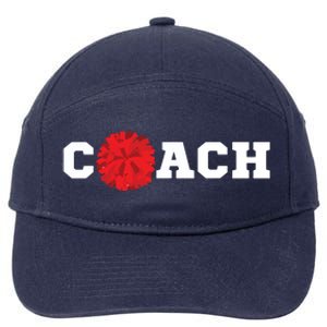 Cheer Coach Gift Cheerleading Cheerleader Red Pom Pom Squad 7-Panel Snapback Hat