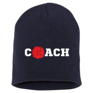 Cheer Coach Gift Cheerleading Cheerleader Red Pom Pom Squad Short Acrylic Beanie