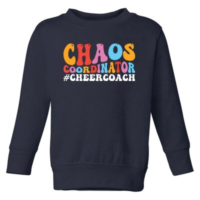 Cheer Coach Groovy Cheerleading Coach Toddler Sweatshirt