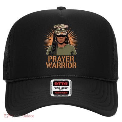 Christian Camo Girl Women Hat Jesus God Black Prayer Warrior High Crown Mesh Back Trucker Hat