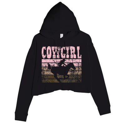 Cowgirl Cow Girl Horse Equestrian Brown Cowgirl Crop Fleece Hoodie