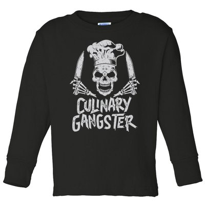 Chef Culinary Gangster Cook Skull Cooking Knife Toddler Long Sleeve Shirt