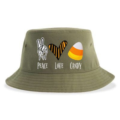 Candy Corn Gift Women Peace Love Fall Halloween Sustainable Bucket Hat