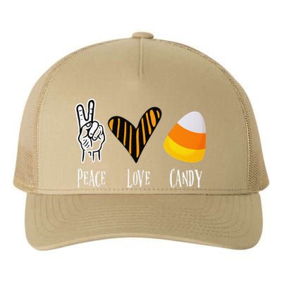 Candy Corn Gift Women Peace Love Fall Halloween Yupoong Adult 5-Panel Trucker Hat