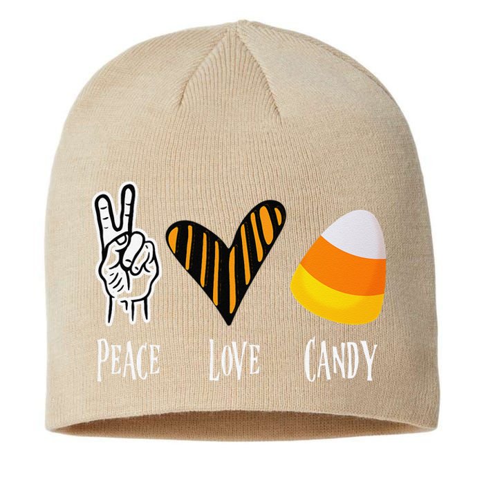 Candy Corn Gift Women Peace Love Fall Halloween Sustainable Beanie