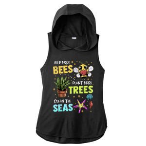 Climate Change Global Warming Earth Day Bees Trees Seas Gift Ladies PosiCharge Tri-Blend Wicking Draft Hoodie Tank