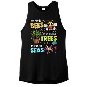 Climate Change Global Warming Earth Day Bees Trees Seas Gift Ladies PosiCharge Tri-Blend Wicking Tank