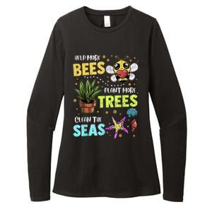 Climate Change Global Warming Earth Day Bees Trees Seas Gift Womens CVC Long Sleeve Shirt