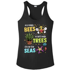 Climate Change Global Warming Earth Day Bees Trees Seas Gift Ladies PosiCharge Competitor Racerback Tank