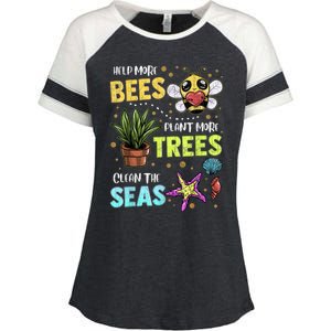 Climate Change Global Warming Earth Day Bees Trees Seas Gift Enza Ladies Jersey Colorblock Tee