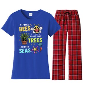 Climate Change Global Warming Earth Day Bees Trees Seas Gift Women's Flannel Pajama Set