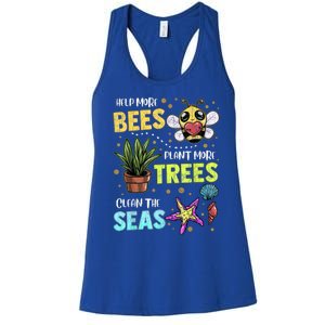 Climate Change Global Warming Earth Day Bees Trees Seas Gift Women's Racerback Tank