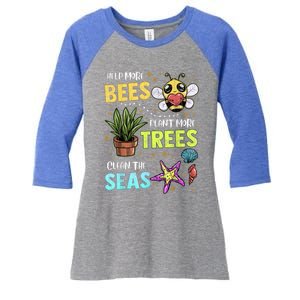 Climate Change Global Warming Earth Day Bees Trees Seas Gift Women's Tri-Blend 3/4-Sleeve Raglan Shirt