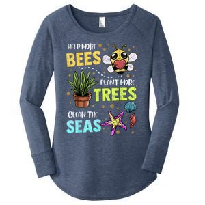 Climate Change Global Warming Earth Day Bees Trees Seas Gift Women's Perfect Tri Tunic Long Sleeve Shirt