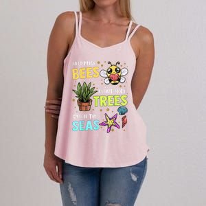 Climate Change Global Warming Earth Day Bees Trees Seas Gift Women's Strappy Tank