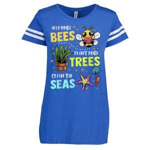 Climate Change Global Warming Earth Day Bees Trees Seas Gift Enza Ladies Jersey Football T-Shirt