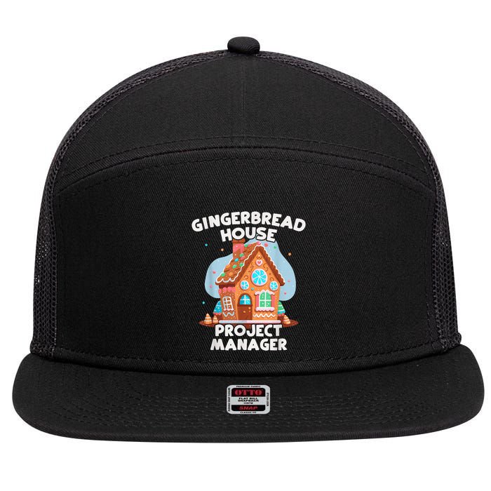 Cute Christmas Gingerbread House Project Manager 7 Panel Mesh Trucker Snapback Hat