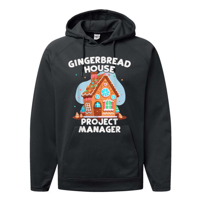 Cute Christmas Gingerbread House Project Manager Performance Fleece Hoodie