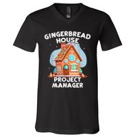 Cute Christmas Gingerbread House Project Manager V-Neck T-Shirt