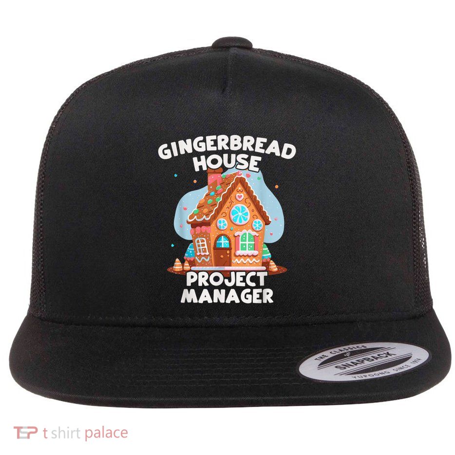 Cute Christmas Gingerbread House Project Manager Flatbill Hat