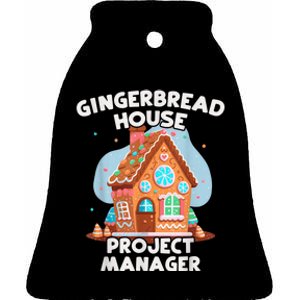 Cute Christmas Gingerbread House Project Manager Ceramic Bell Ornament