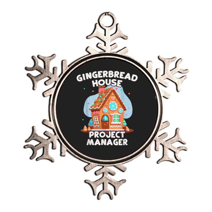 Cute Christmas Gingerbread House Project Manager Metallic Star Ornament