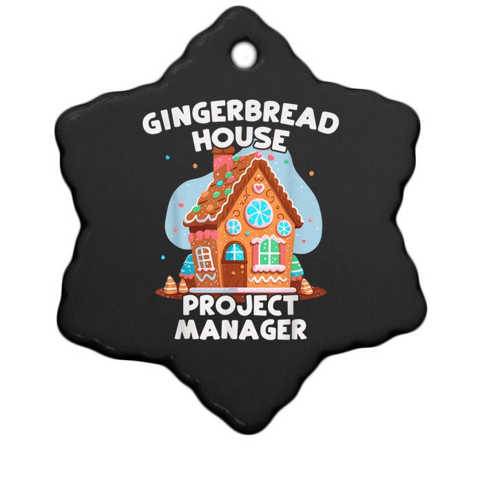 Cute Christmas Gingerbread House Project Manager Ceramic Star Ornament