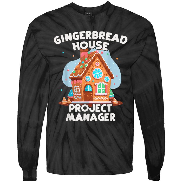 Cute Christmas Gingerbread House Project Manager Tie-Dye Long Sleeve Shirt