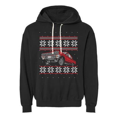 Classic Car Guys Matching Ugly Christmas Old Car Enthusiasts Garment-Dyed Fleece Hoodie