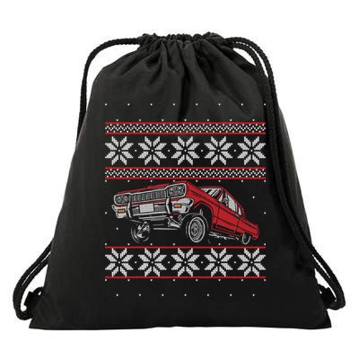 Classic Car Guys Matching Ugly Christmas Old Car Enthusiasts Drawstring Bag