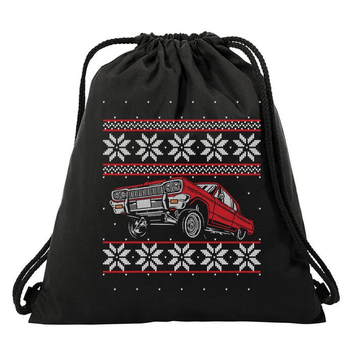 Classic Car Guys Matching Ugly Christmas Old Car Enthusiasts Drawstring Bag