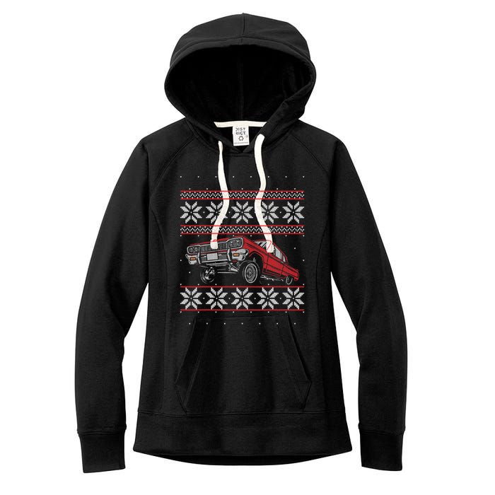 Classic Car Guys Matching Ugly Christmas Old Car Enthusiasts Women's Fleece Hoodie