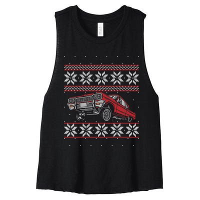 Classic Car Guys Matching Ugly Christmas Old Car Enthusiasts Women's Racerback Cropped Tank