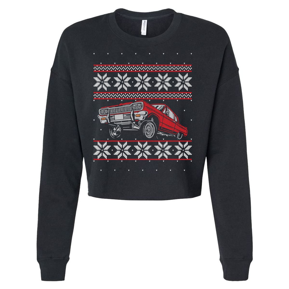 Classic Car Guys Matching Ugly Christmas Old Car Enthusiasts Cropped Pullover Crew