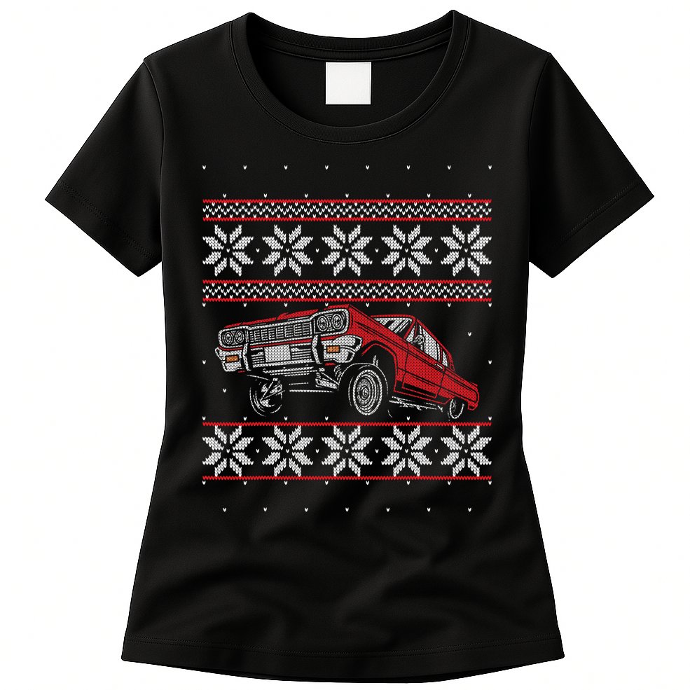 Classic Car Guys Matching Ugly Christmas Old Car Enthusiasts Womens T-Shirt