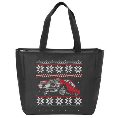 Classic Car Guys Matching Ugly Christmas Old Car Enthusiasts Zip Tote Bag