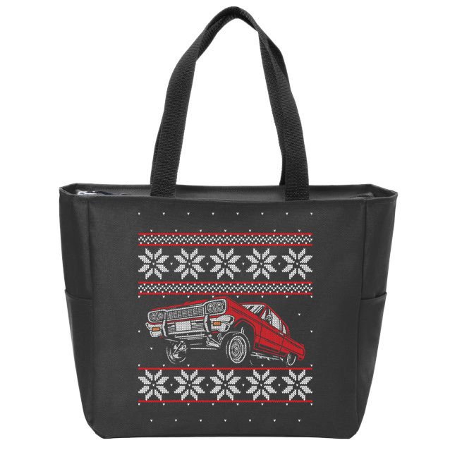 Classic Car Guys Matching Ugly Christmas Old Car Enthusiasts Zip Tote Bag