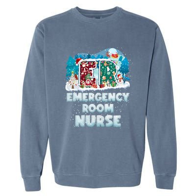 Cute Christmas Gnome Nursing Pajama Christmas Nurse Er Gift Garment-Dyed Sweatshirt