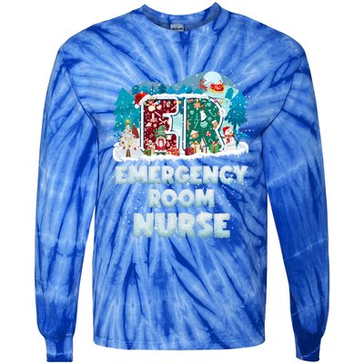 Cute Christmas Gnome Nursing Pajama Christmas Nurse Er Gift Tie-Dye Long Sleeve Shirt